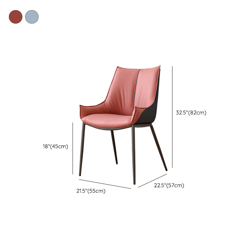 Metal Kitchen Dining Side Chair Upholstered Dining Chair with Black Legs