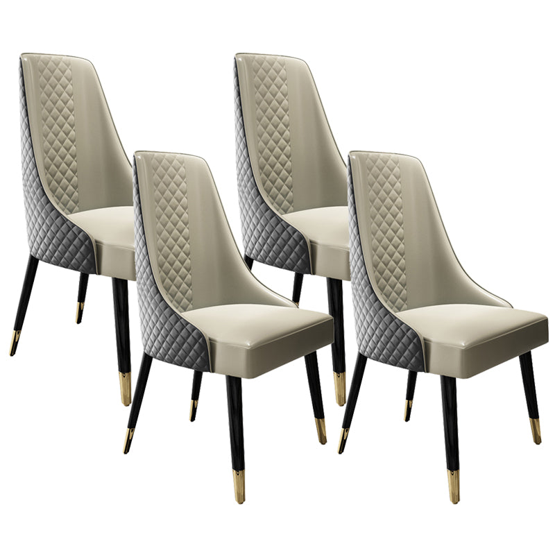 Faux lederen keuken eetstoel glamoureuze eetkamerstoel met houten benen