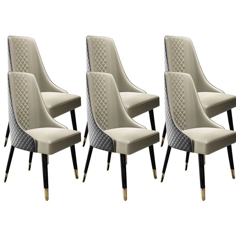 Faux lederen keuken eetstoel glamoureuze eetkamerstoel met houten benen