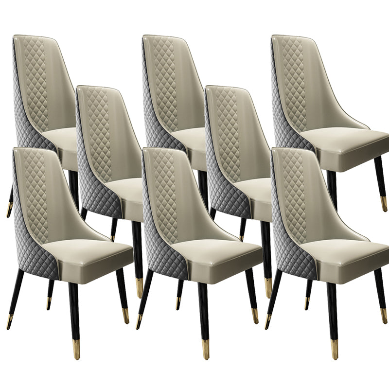 Faux lederen keuken eetstoel glamoureuze eetkamerstoel met houten benen