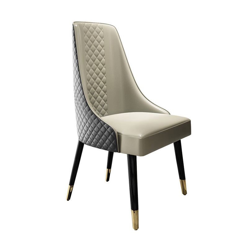 Faux lederen keuken eetstoel glamoureuze eetkamerstoel met houten benen