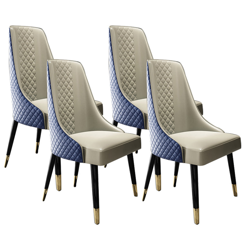 Faux lederen keuken eetstoel glamoureuze eetkamerstoel met houten benen