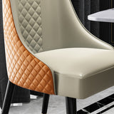 Faux lederen keuken eetstoel glamoureuze eetkamerstoel met houten benen