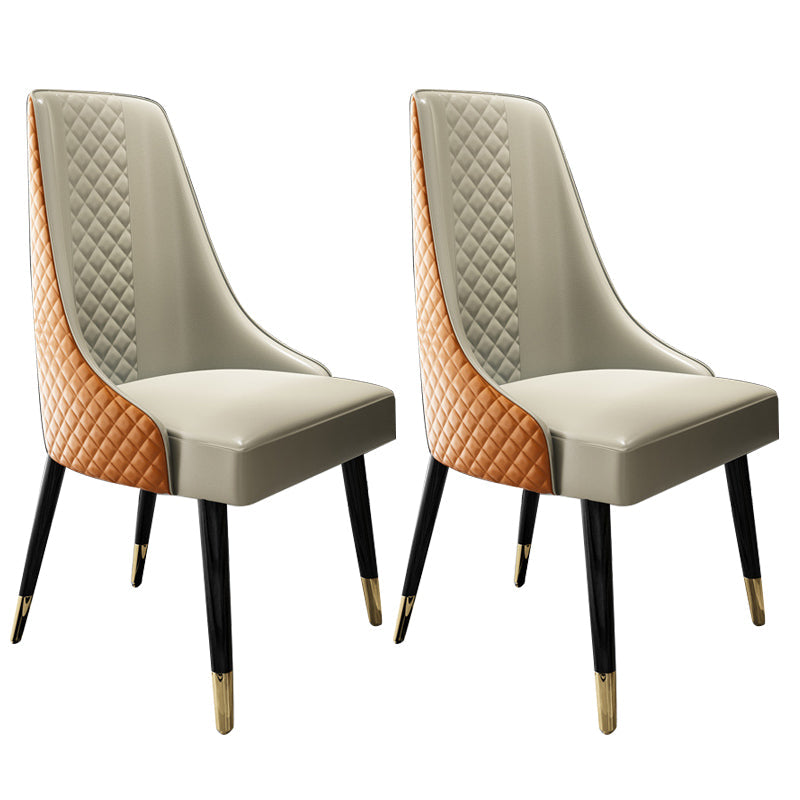 Faux lederen keuken eetstoel glamoureuze eetkamerstoel met houten benen