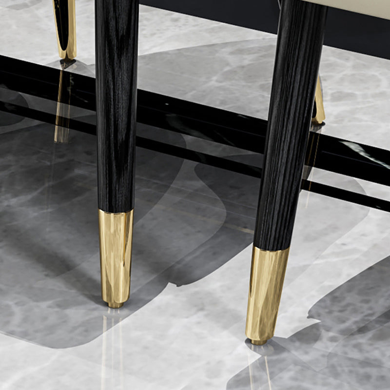 Faux lederen keuken eetstoel glamoureuze eetkamerstoel met houten benen