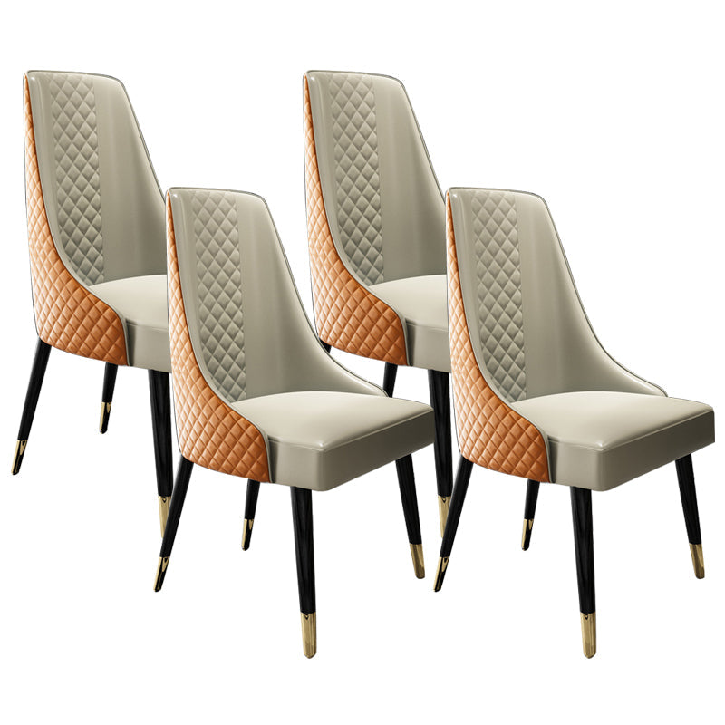 Faux lederen keuken eetstoel glamoureuze eetkamerstoel met houten benen