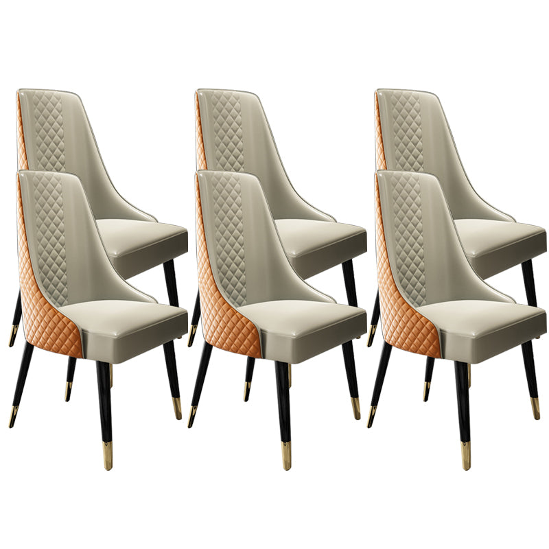 Faux lederen keuken eetstoel glamoureuze eetkamerstoel met houten benen