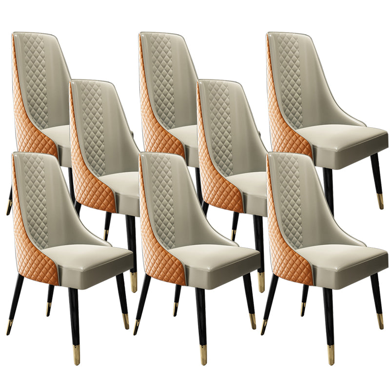 Faux lederen keuken eetstoel glamoureuze eetkamerstoel met houten benen