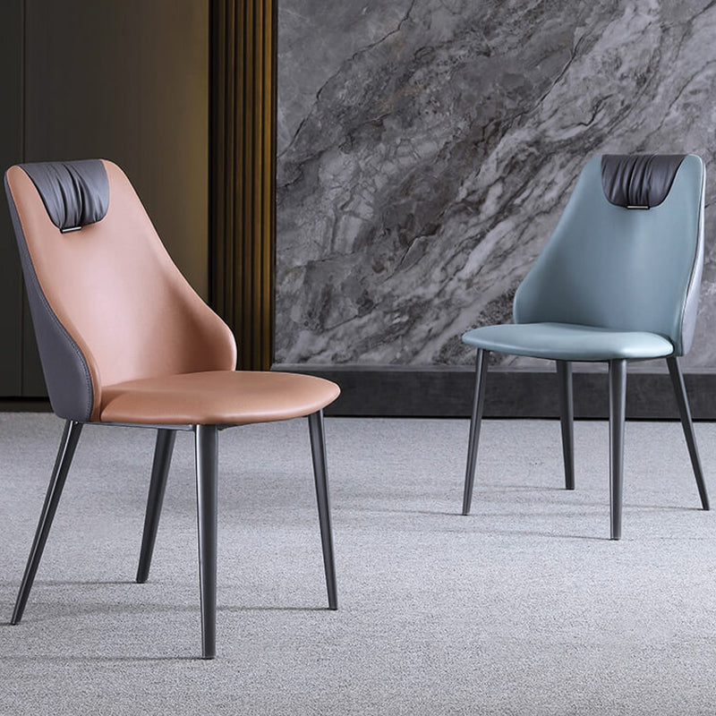 Industrial Style Faux Leather Chairs Armless Side Chairs with Metal Legs for Home Use Clearhalo 'Dining Chairs' 'Dining Tables & Seating' 'dining_chair' 'furn' 'furn_dining_chair' 'Furniture' 'Kitchen & Dining Furniture' 6230092