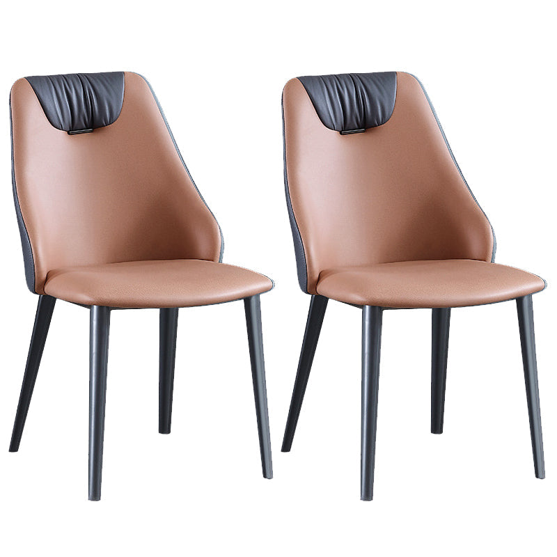 Industrial Style Faux Leather Chairs Armless Side Chairs with Metal Legs for Home Use Orange 2 Piece Set Clearhalo 'Dining Chairs' 'Dining Tables & Seating' 'dining_chair' 'furn' 'furn_dining_chair' 'Furniture' 'Kitchen & Dining Furniture' 6230093