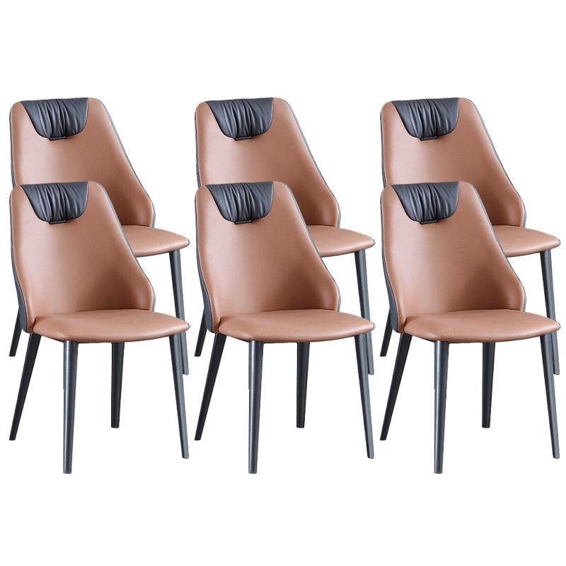 Industrial Style Faux Leather Chairs Armless Side Chairs with Metal Legs for Home Use Orange 6 Piece Set Clearhalo 'Dining Chairs' 'Dining Tables & Seating' 'dining_chair' 'furn' 'furn_dining_chair' 'Furniture' 'Kitchen & Dining Furniture' 6230096