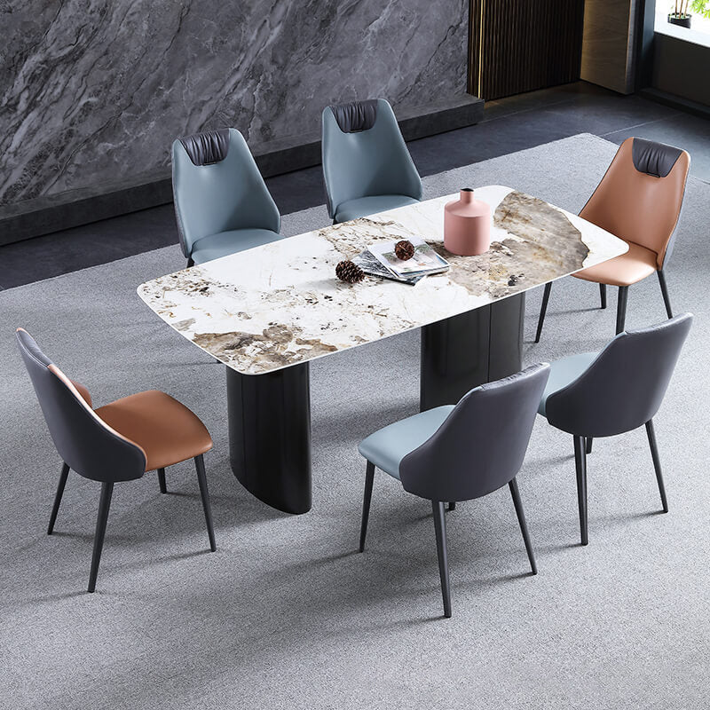 Industrial Style Faux Leather Chairs Armless Side Chairs with Metal Legs for Home Use Clearhalo 'Dining Chairs' 'Dining Tables & Seating' 'dining_chair' 'furn' 'furn_dining_chair' 'Furniture' 'Kitchen & Dining Furniture' 6230097