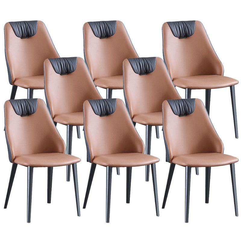 Industrial Style Faux Leather Chairs Armless Side Chairs with Metal Legs for Home Use Orange 8 Piece Set Clearhalo 'Dining Chairs' 'Dining Tables & Seating' 'dining_chair' 'furn' 'furn_dining_chair' 'Furniture' 'Kitchen & Dining Furniture' 6230098