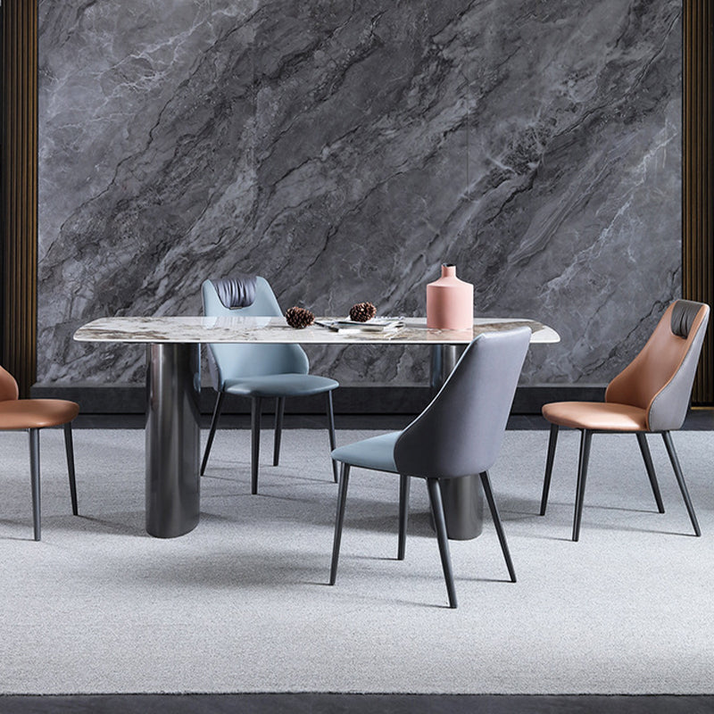 Industrial Style Faux Leather Chairs Armless Side Chairs with Metal Legs for Home Use Clearhalo 'Dining Chairs' 'Dining Tables & Seating' 'dining_chair' 'furn' 'furn_dining_chair' 'Furniture' 'Kitchen & Dining Furniture' 6230099