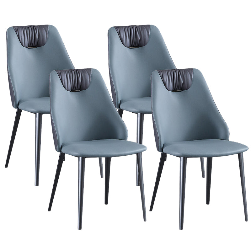 Industrial Style Faux Leather Chairs Armless Side Chairs with Metal Legs for Home Use Blue 4 Piece Set Clearhalo 'Dining Chairs' 'Dining Tables & Seating' 'dining_chair' 'furn' 'furn_dining_chair' 'Furniture' 'Kitchen & Dining Furniture' 6230102
