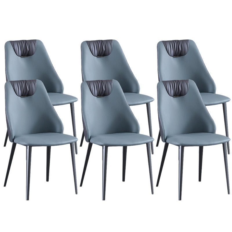 Industrial Style Faux Leather Chairs Armless Side Chairs with Metal Legs for Home Use Blue 6 Piece Set Clearhalo 'Dining Chairs' 'Dining Tables & Seating' 'dining_chair' 'furn' 'furn_dining_chair' 'Furniture' 'Kitchen & Dining Furniture' 6230104
