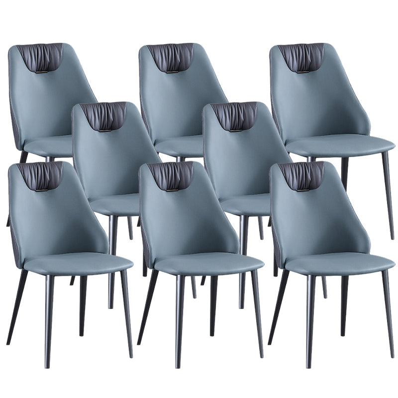 Industrial Style Faux Leather Chairs Armless Side Chairs with Metal Legs for Home Use Blue 8 Piece Set Clearhalo 'Dining Chairs' 'Dining Tables & Seating' 'dining_chair' 'furn' 'furn_dining_chair' 'Furniture' 'Kitchen & Dining Furniture' 6230106