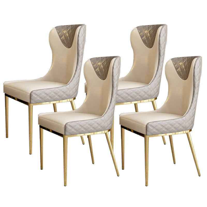 Faux Leather Kitchen Dining Chair Glam Upholstered Dining Chair with Metal Legs