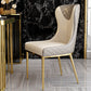 Faux Leather Kitchen Dining Chair Glam Upholstered Dining Chair with Metal Legs