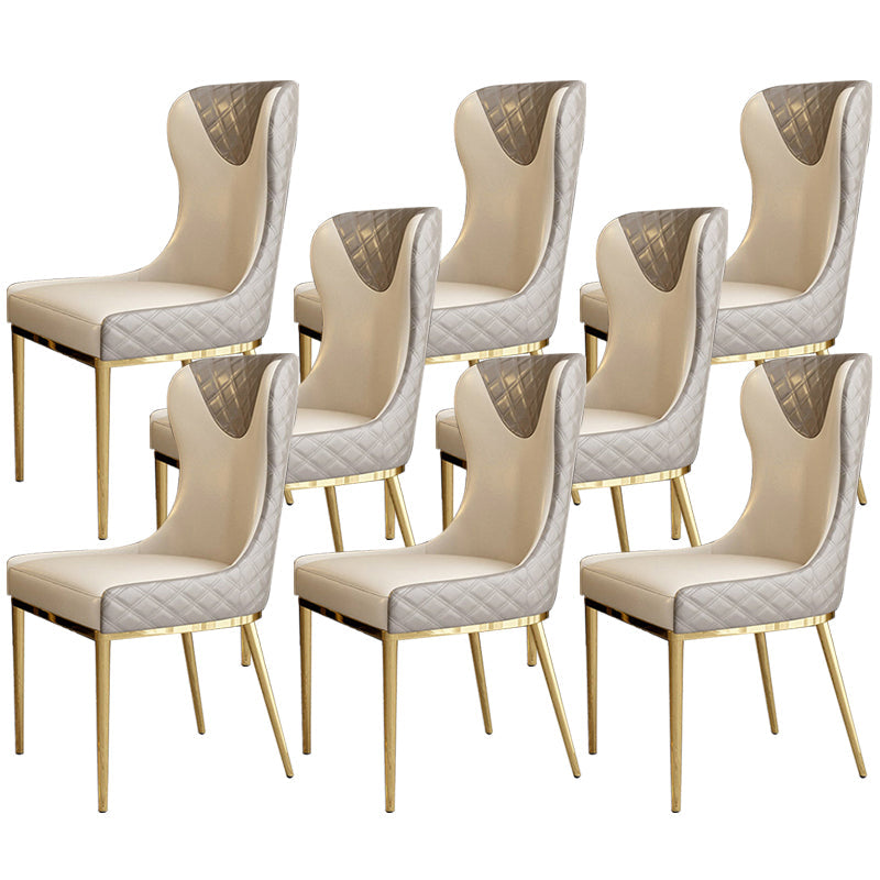 Faux Leather Kitchen Dining Chair Glam Upholstered Dining Chair with Metal Legs