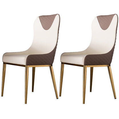 Faux Leather Kitchen Dining Chair Glam Upholstered Dining Chair with Metal Legs