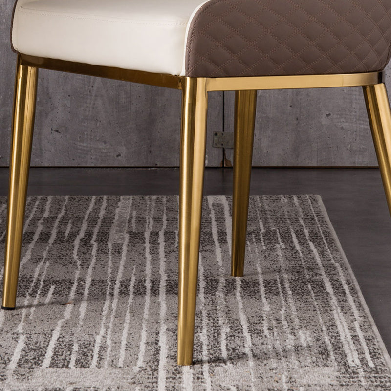 Faux Leather Kitchen Dining Chair Glam Upholstered Dining Chair with Metal Legs