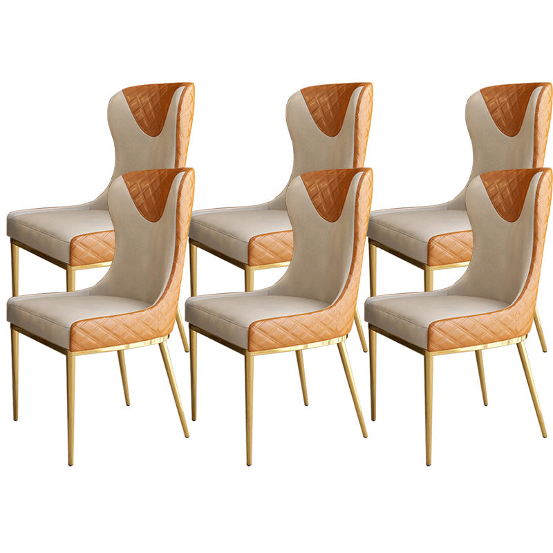 Faux Leather Kitchen Dining Chair Glam Upholstered Dining Chair with Metal Legs