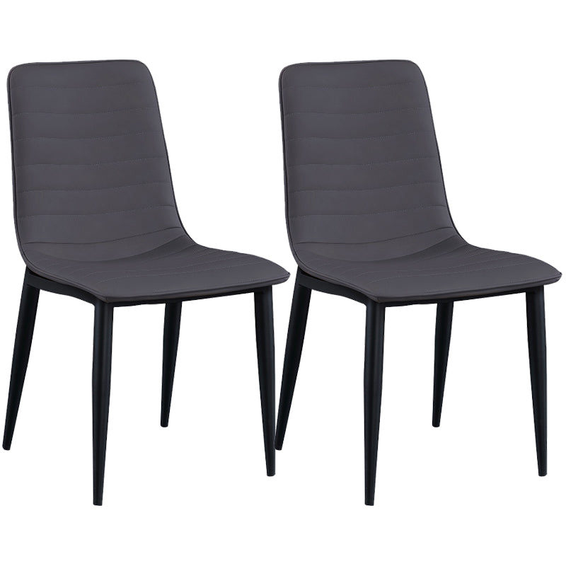 Industrial Faux Leather Chairs Armless Side Chairs with Metal Legs for Home Use Dark Gray 2 Piece Set Clearhalo 'Dining Chairs' 'Dining Tables & Seating' 'dining_chair' 'furn' 'furn_dining_chair' 'Furniture' 'Kitchen & Dining Furniture' 6230142