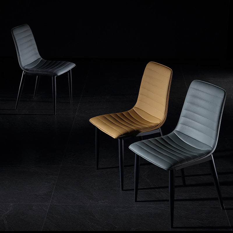 Industrial Faux Leather Chairs Armless Side Chairs with Metal Legs for Home Use Clearhalo 'Dining Chairs' 'Dining Tables & Seating' 'dining_chair' 'furn' 'furn_dining_chair' 'Furniture' 'Kitchen & Dining Furniture' 6230143