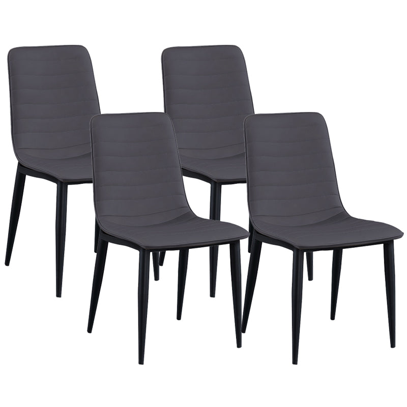 Industrial Faux Leather Chairs Armless Side Chairs with Metal Legs for Home Use Dark Gray 4 Piece Set Clearhalo 'Dining Chairs' 'Dining Tables & Seating' 'dining_chair' 'furn' 'furn_dining_chair' 'Furniture' 'Kitchen & Dining Furniture' 6230144