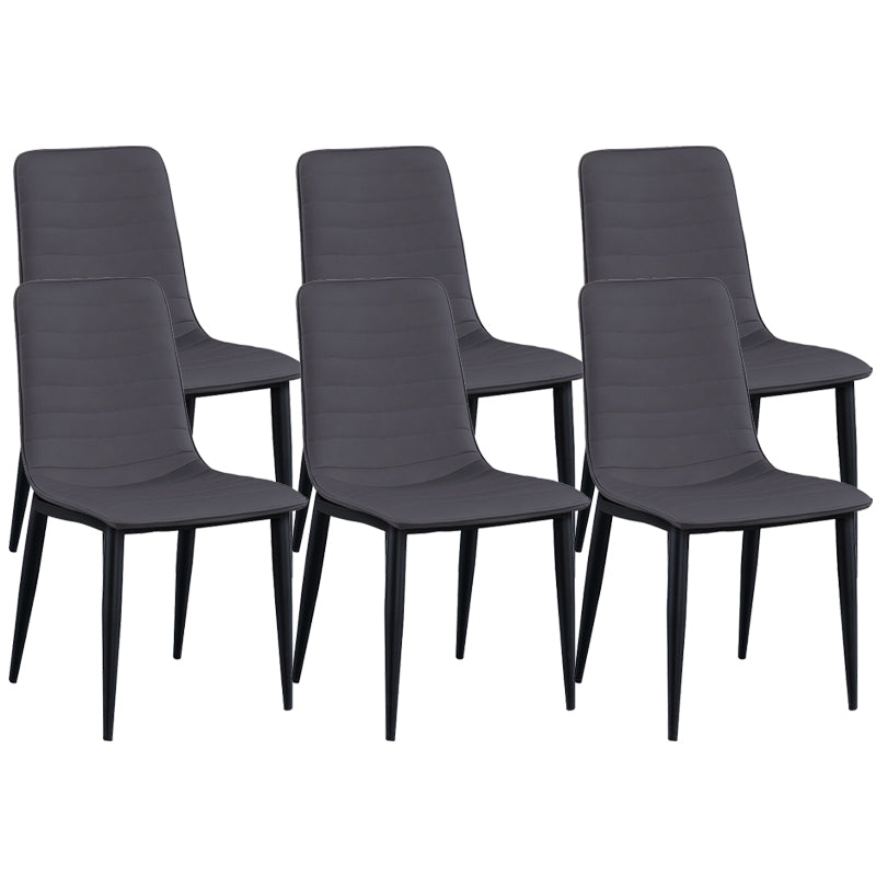 Industrial Faux Leather Chairs Armless Side Chairs with Metal Legs for Home Use Dark Gray 6 Piece Set Clearhalo 'Dining Chairs' 'Dining Tables & Seating' 'dining_chair' 'furn' 'furn_dining_chair' 'Furniture' 'Kitchen & Dining Furniture' 6230146