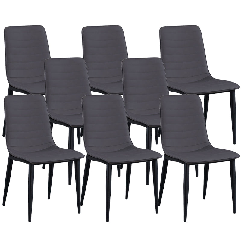 Industrial Faux Leather Chairs Armless Side Chairs with Metal Legs for Home Use Dark Gray 8 Piece Set Clearhalo 'Dining Chairs' 'Dining Tables & Seating' 'dining_chair' 'furn' 'furn_dining_chair' 'Furniture' 'Kitchen & Dining Furniture' 6230148
