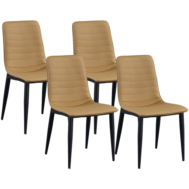 Industrial Faux Leather Chairs Armless Side Chairs with Metal Legs for Home Use Yellow 4 Piece Set Clearhalo 'Dining Chairs' 'Dining Tables & Seating' 'dining_chair' 'furn' 'furn_dining_chair' 'Furniture' 'Kitchen & Dining Furniture' 6230152