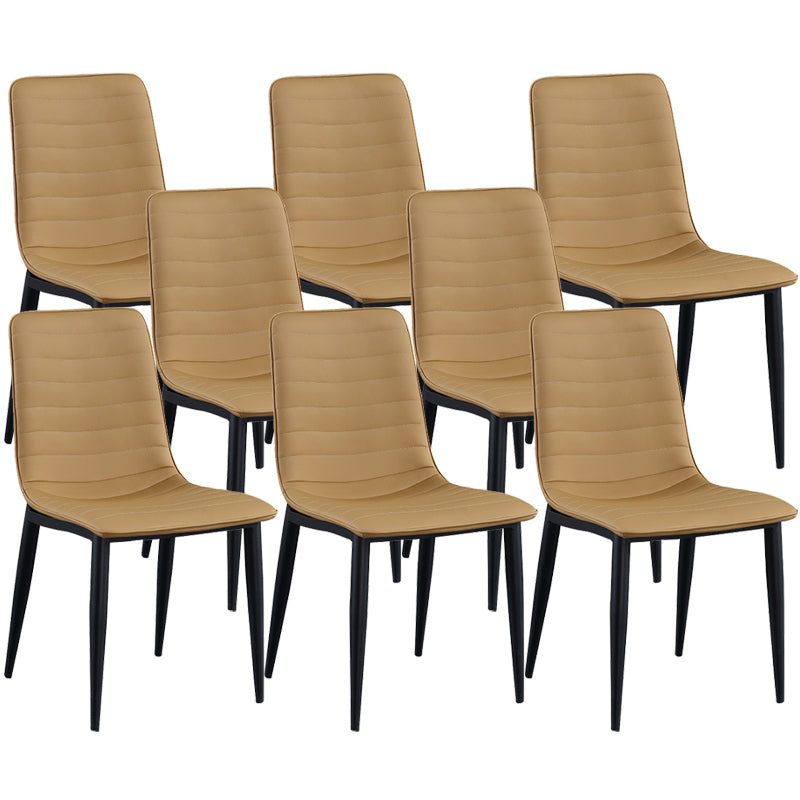 Industrial Faux Leather Chairs Armless Side Chairs with Metal Legs for Home Use Yellow 8 Piece Set Clearhalo 'Dining Chairs' 'Dining Tables & Seating' 'dining_chair' 'furn' 'furn_dining_chair' 'Furniture' 'Kitchen & Dining Furniture' 6230155