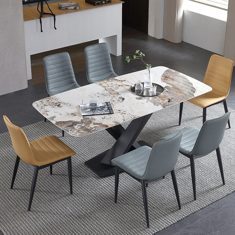 Industrial Faux Leather Chairs Armless Side Chairs with Metal Legs for Home Use Clearhalo 'Dining Chairs' 'Dining Tables & Seating' 'dining_chair' 'furn' 'furn_dining_chair' 'Furniture' 'Kitchen & Dining Furniture' 6230159