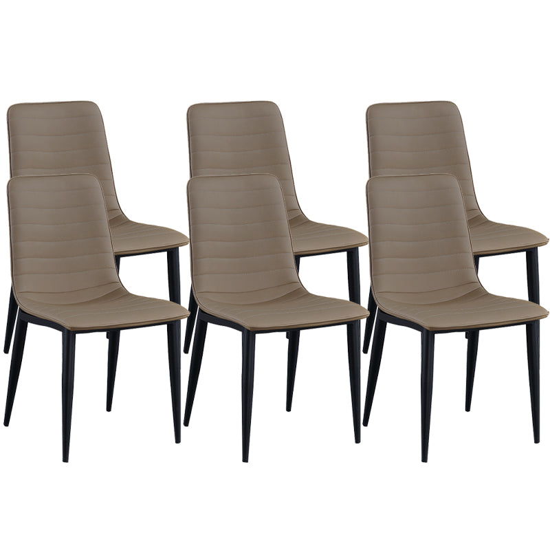 Industrial Faux Leather Chairs Armless Side Chairs with Metal Legs for Home Use Khaki 6 Piece Set Clearhalo 'Dining Chairs' 'Dining Tables & Seating' 'dining_chair' 'furn' 'furn_dining_chair' 'Furniture' 'Kitchen & Dining Furniture' 6230162