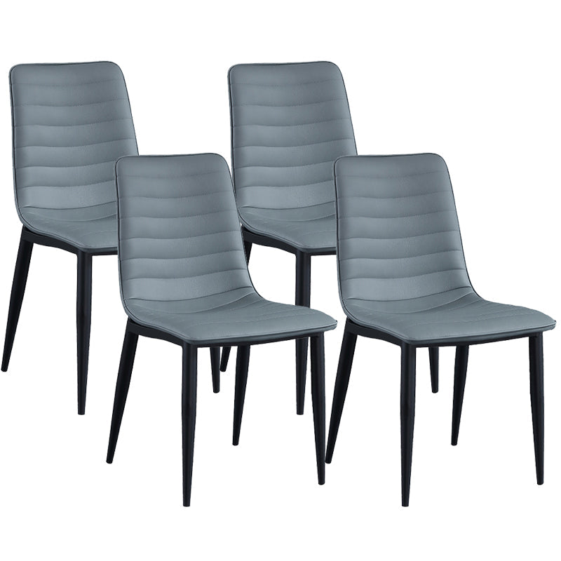 Industrial Faux Leather Chairs Armless Side Chairs with Metal Legs for Home Use Dark Blue-Gray 4 Piece Set Clearhalo 'Dining Chairs' 'Dining Tables & Seating' 'dining_chair' 'furn' 'furn_dining_chair' 'Furniture' 'Kitchen & Dining Furniture' 6230166