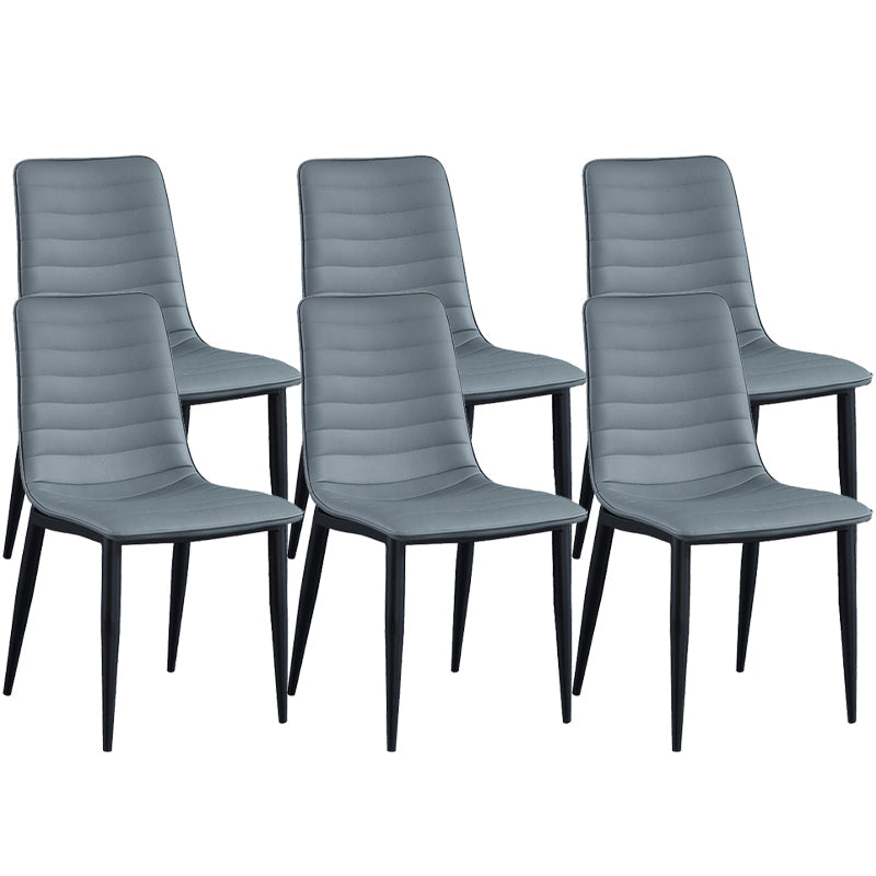 Industrial Faux Leather Chairs Armless Side Chairs with Metal Legs for Home Use Dark Blue-Gray 6 Piece Set Clearhalo 'Dining Chairs' 'Dining Tables & Seating' 'dining_chair' 'furn' 'furn_dining_chair' 'Furniture' 'Kitchen & Dining Furniture' 6230167