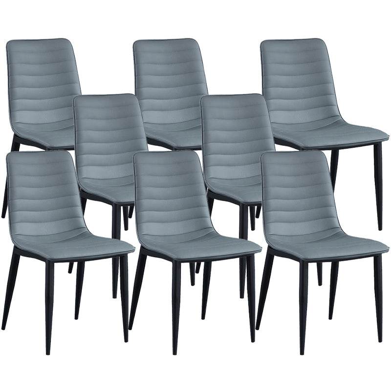 Industrial Faux Leather Chairs Armless Side Chairs with Metal Legs for Home Use Dark Blue-Gray 8 Piece Set Clearhalo 'Dining Chairs' 'Dining Tables & Seating' 'dining_chair' 'furn' 'furn_dining_chair' 'Furniture' 'Kitchen & Dining Furniture' 6230168