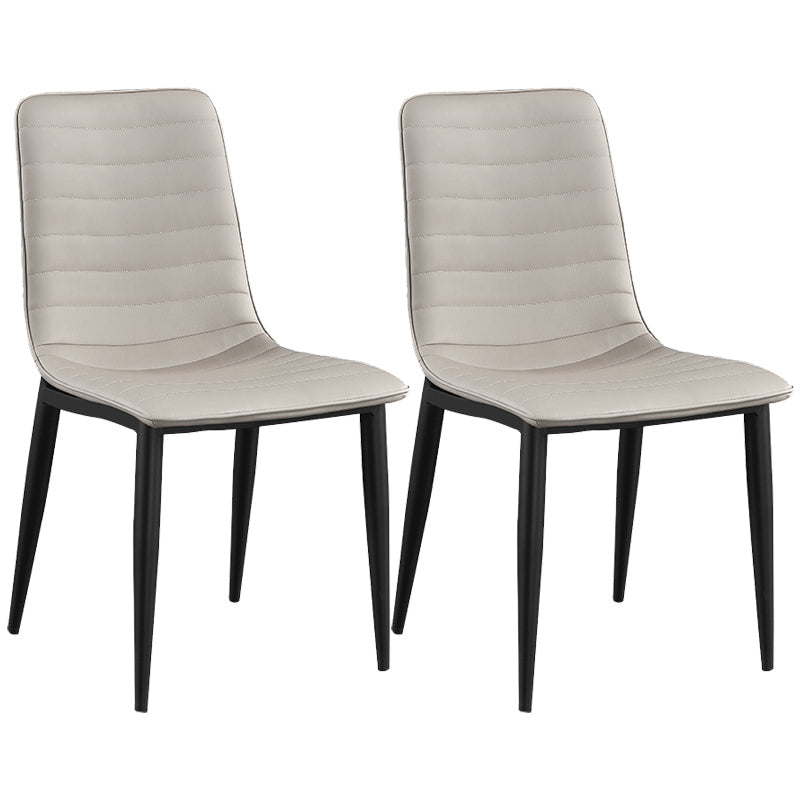Industrial Faux Leather Chairs Armless Side Chairs with Metal Legs for Home Use Cream Gray 2 Piece Set Clearhalo 'Dining Chairs' 'Dining Tables & Seating' 'dining_chair' 'furn' 'furn_dining_chair' 'Furniture' 'Kitchen & Dining Furniture' 6230169
