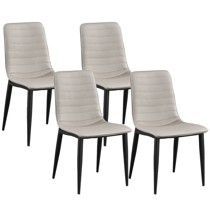 Industrial Faux Leather Chairs Armless Side Chairs with Metal Legs for Home Use Cream Gray 4 Piece Set Clearhalo 'Dining Chairs' 'Dining Tables & Seating' 'dining_chair' 'furn' 'furn_dining_chair' 'Furniture' 'Kitchen & Dining Furniture' 6230170