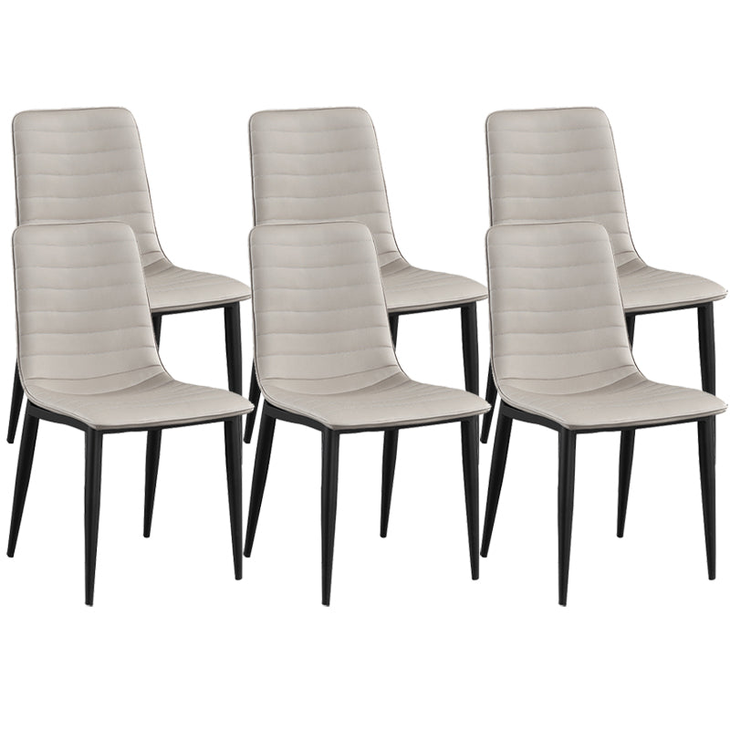 Industrial Faux Leather Chairs Armless Side Chairs with Metal Legs for Home Use Cream Gray 6 Piece Set Clearhalo 'Dining Chairs' 'Dining Tables & Seating' 'dining_chair' 'furn' 'furn_dining_chair' 'Furniture' 'Kitchen & Dining Furniture' 6230171