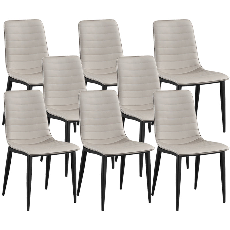 Industrial Faux Leather Chairs Armless Side Chairs with Metal Legs for Home Use Cream Gray 8 Piece Set Clearhalo 'Dining Chairs' 'Dining Tables & Seating' 'dining_chair' 'furn' 'furn_dining_chair' 'Furniture' 'Kitchen & Dining Furniture' 6230172