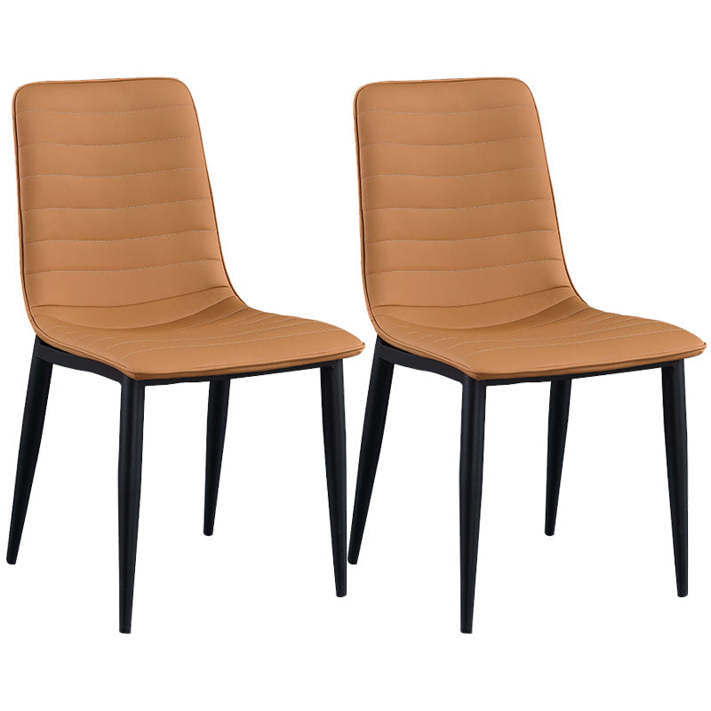 Industrial Faux Leather Chairs Armless Side Chairs with Metal Legs for Home Use Orange 2 Piece Set Clearhalo 'Dining Chairs' 'Dining Tables & Seating' 'dining_chair' 'furn' 'furn_dining_chair' 'Furniture' 'Kitchen & Dining Furniture' 6230173