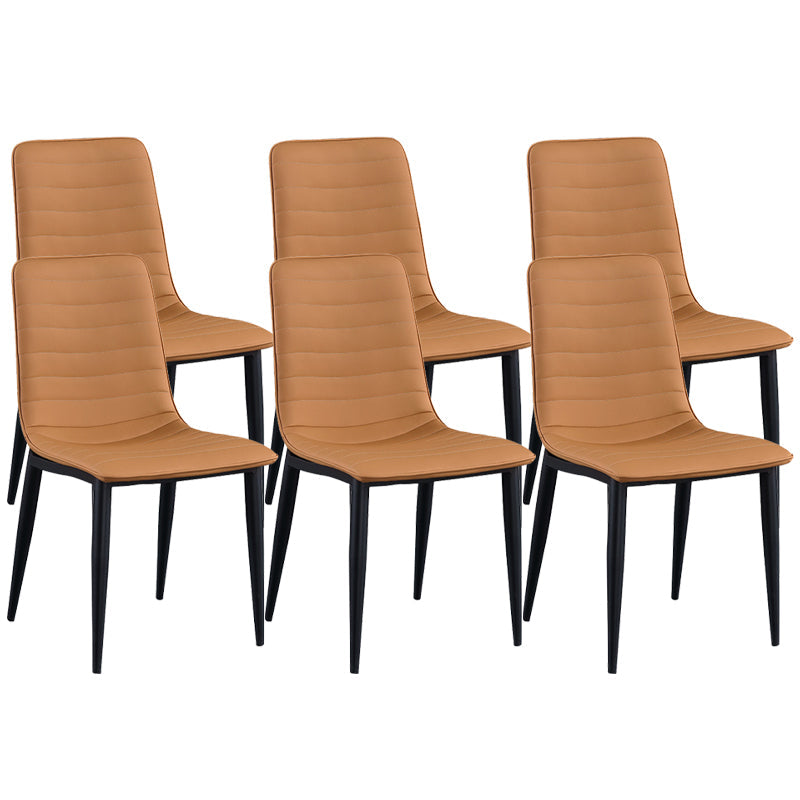 Industrial Faux Leather Chairs Armless Side Chairs with Metal Legs for Home Use Orange 6 Piece Set Clearhalo 'Dining Chairs' 'Dining Tables & Seating' 'dining_chair' 'furn' 'furn_dining_chair' 'Furniture' 'Kitchen & Dining Furniture' 6230175