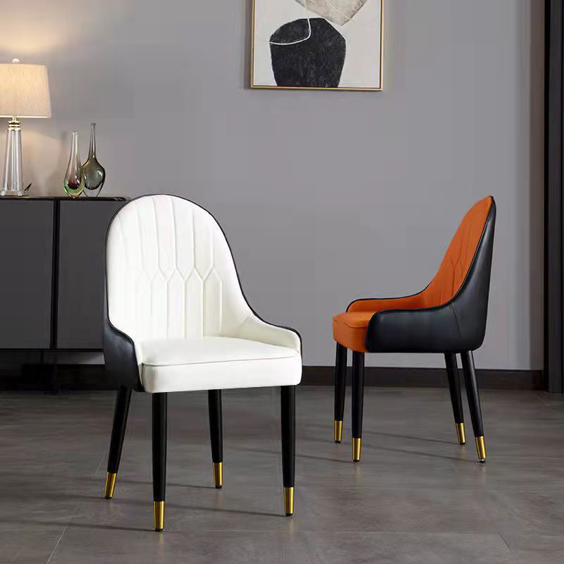 Glam -gestoffeerde eetkamerstoelen faux lederen keuken eetstoel met houten benen