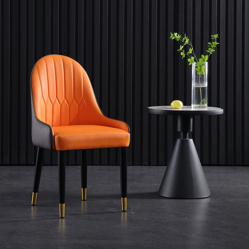 Glam -gestoffeerde eetkamerstoelen faux lederen keuken eetstoel met houten benen