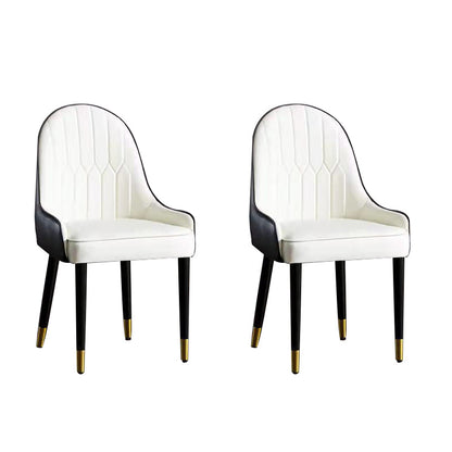 Glam -gestoffeerde eetkamerstoelen faux lederen keuken eetstoel met houten benen