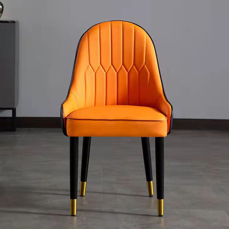 Glam -gestoffeerde eetkamerstoelen faux lederen keuken eetstoel met houten benen