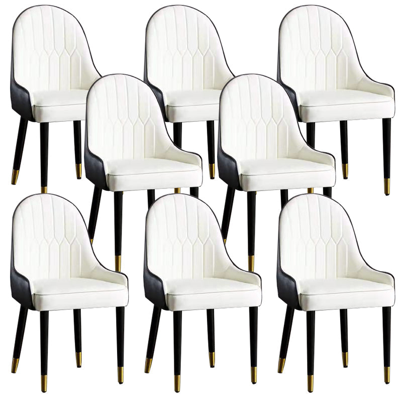 Glam -gestoffeerde eetkamerstoelen faux lederen keuken eetstoel met houten benen